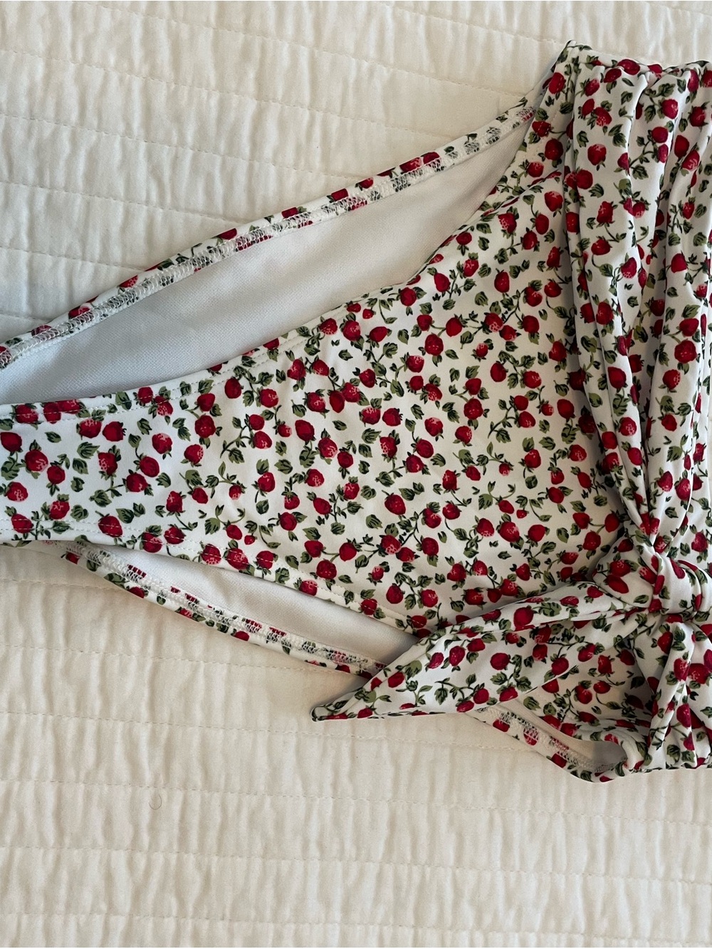 Abercrombie & Fitch Women’s White Bikini Bottoms with Red Strawberry Print